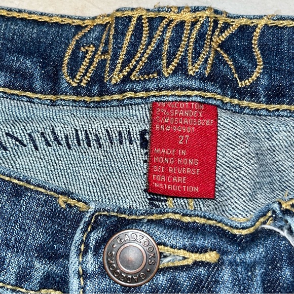 Gadzooks Vintage Y2K Embroidered Appliqué Denim Flare Jeans size 27 - Picture 10 of 11